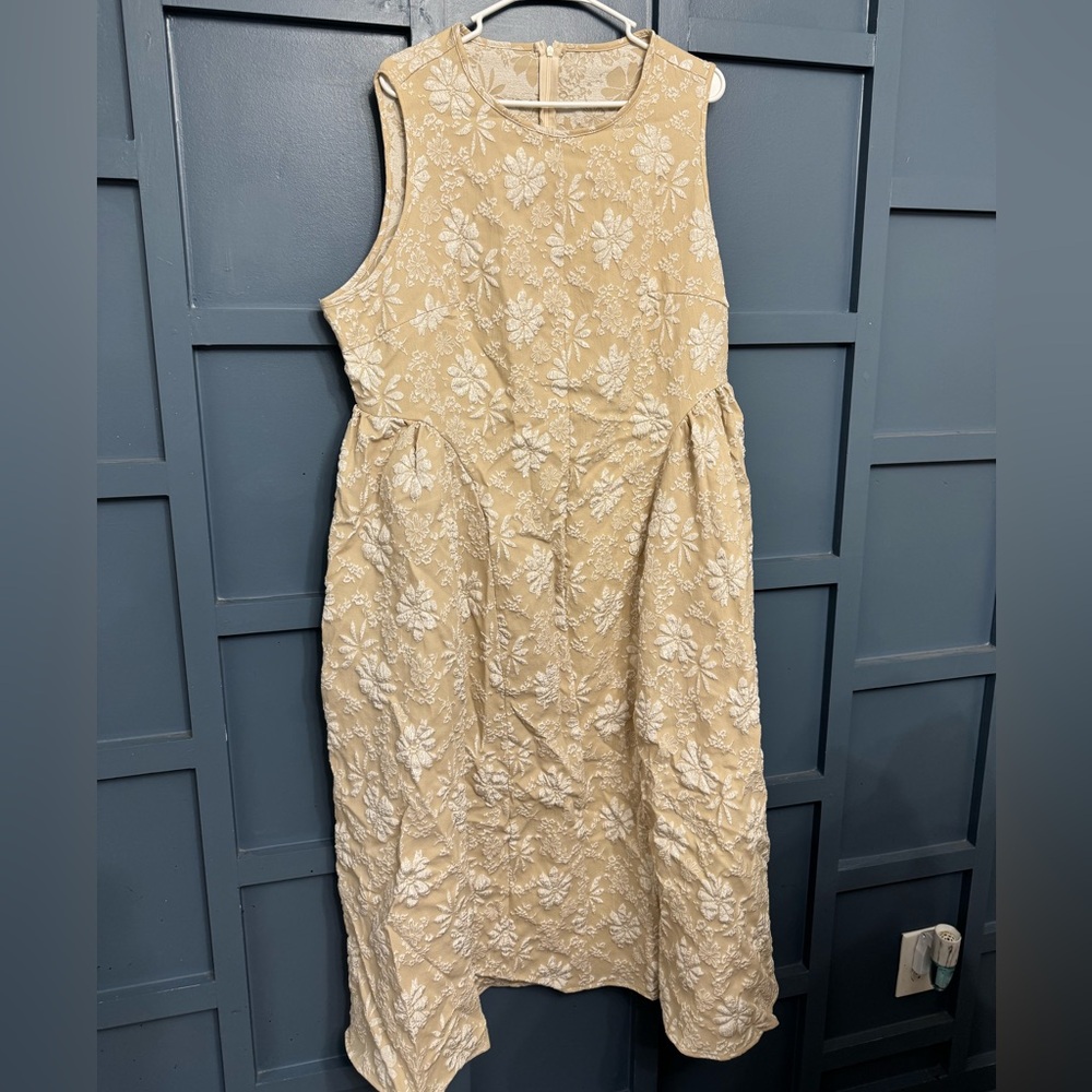 SHEIN Gold Sheath Midi Dress Sleeveless—NEVER WORN!